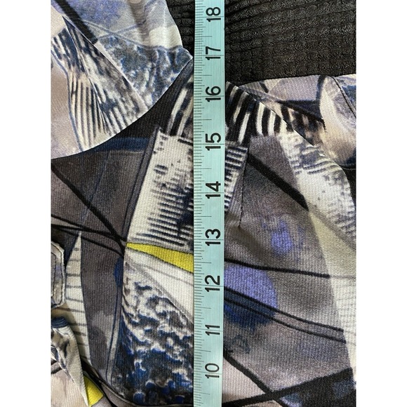 Style & Co Black/Gray/Yellow Geo Print Button Up 3/4 Sleeve Tab Blouse Size‎ S - Picture 7 of 7